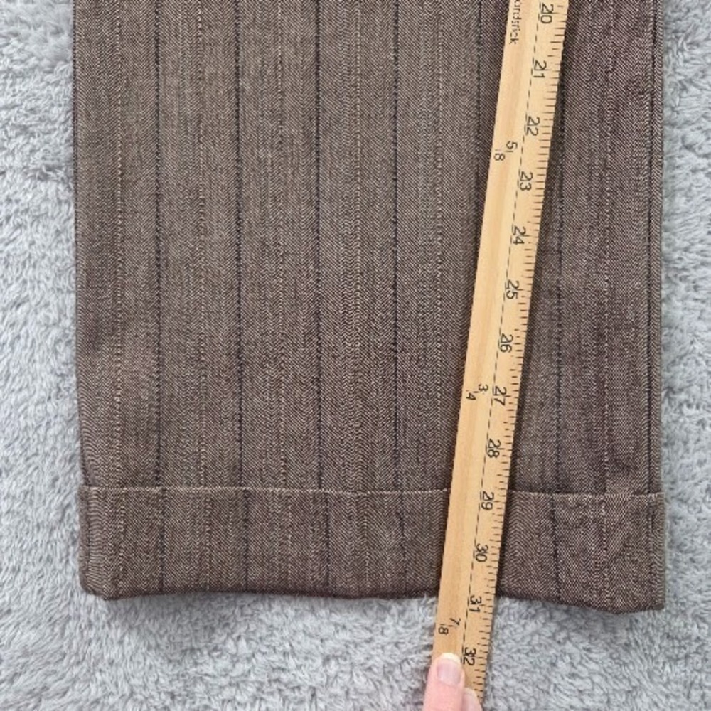 Chico's Women's 14 Brown Pinstripe Dress Pants Size 2.5 Straight Wide Leg Cuffed - Picture 9 of 13